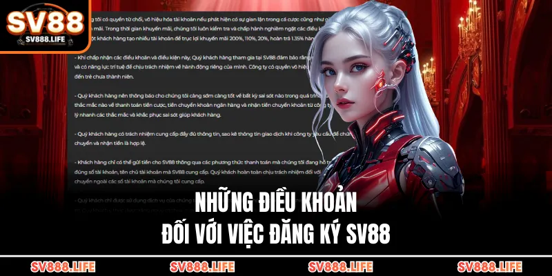 Những điều khoản đối với việc đăng ký SV88